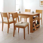 ダイニング 5点セット(テーブル+チェア4) W120-180 収納 ラック付き 3段階 エクステンション