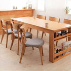 ダイニング 7点セット(テーブル+チェア6) W120-180 天然木 オーク材 エクステンション 伸縮式