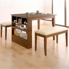 コンパクト ダイニング 3点セット(テーブル+ベンチ2) W100-135 100cmから伸びる エクステンション 伸縮式