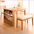 コンパクト ダイニング 3点セット(テーブル+チェア1+ベンチ1) W100-135 100cmから伸びる エクステンション 伸縮式