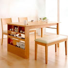 コンパクト ダイニング 4点セット(テーブル+チェア2+ベンチ1) W100-135 100cmから伸びる エクステンション 伸縮式