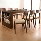 省スペース ダイニング7点セット(テーブル+チェア6) W135-170 ベンチを収納 エクステンション伸縮式