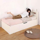 ショート丈収納ベッド 組立設置 薄型抗菌国産ポケットコイル セミシングル ショート丈 深さグランド