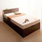 収納ベッド ガス圧式跳ね上げ 薄型プレミアムボンネルコイル 縦開き シングル 深さラージ