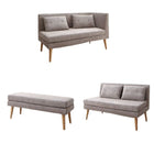 ソファー ダイニングセット北欧 ソファダイニング 3点セット(2人掛けソファ1脚+アームソファ1脚+ベンチ1脚) 左アーム