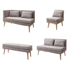 ダイニング ソファー セット北欧 ソファダイニング 4点セット(2人掛けソファ1脚+アームソファ1脚+1人掛けソファ1脚+ベンチ1脚) 右アーム