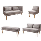 ダイニング ソファー北欧 ソファダイニング 4点セット(2人掛けソファ1脚+アームソファ1脚+1人掛けソファ1脚+ベンチ1脚) 左アー ム