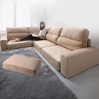 フロアソファ L字 ソファ&オットマンセット ハイタイプ 4人掛け