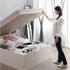 ベッドフランスベッド マットレス付き マルチラススーパースプリング 縦開き ガス式 跳ね上げ セミダブル レギュラー丈 深さグランド組立設置付