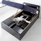 組立設置付 ガス圧式跳ね上げ収納ベッド 国産カバーポケットコイルマットレス セミダブル 深さラージ