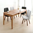 ダイニングセット 5点セット テーブル+チェア4脚 W120-180 回転イス付き ウォールナット3段階伸縮