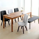 ダイニングセット 6点セット テーブル+チェア4脚+ベンチ1脚 W120-180 回転イス付き ウォールナット3段階伸縮