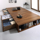 セミダブル 衣装ケースも入る大容量 収納 ロングサイズベッド 引き出し4杯 ロング丈