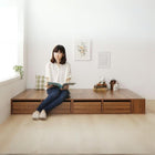 セミダブル お客様組立 シェルフ棚 引出収納付きベッドとしても使えるフローリング調デザイン小上がり ひだまり