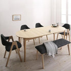 ダイニング 6点セット(テーブル+チェア4脚+ベンチ1脚) W160-210 天然木 アッシュ材 伸縮式 オーバル