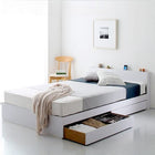 収納 ベッド プレミアムポケットコイルマットレス付き セミダブル 棚 コンセント付き 引き出し 2杯