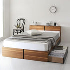 ベッド 収納 プレミアムボンネルコイルマットレス付き ダブル 棚・コンセント