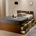 すのこチェストベッド 薄型プレミアムボンネルコイルマットレス付き セミダブル お客様組立 国産 多機能 頑丈