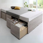 ベッド チェストベッド 大容量 薄型プレミアムボンネルコイルマットレス ハイタイプ 引き出し4杯 シングル