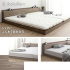 Assembly and installation included. Low-type bed, connected, slatted base, natural wood, wooden, with headboard, with outlet, slatted bed, Takumi, with mattress, double, set of 2, WK280 (D+D)