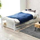 スチール製ロングベッド フレームのみ 宮棚無しタイプ シングル ホワイト