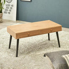 テーブル 天然木両面引出し 80×40×37cm ブラウン