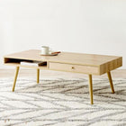 テーブル 両面引出し 100×45×36.5cm ブラウン