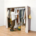 伸縮クローゼット ナチュラルテイスト 115×55×170cm ダークブラウン