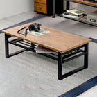 折れ脚テーブル 棚付き 90×45×32.5cm ブラウン