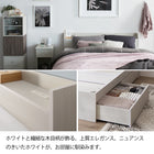 Assembly and installation included. White double bed with storage. White bed with storage, headboard, shelf, outlet, mattress and melting cover included. Double bed.