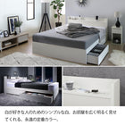 Assembly and installation included. White semi-double bed with storage. White bed with storage, shelf, outlet, mattress and hotel-style cover included. Semi-double.