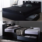 Assembly and installation included Bed frame only No mattress Bed Black Double bed Storage included Black Bed Storage bed Headboard Shelf Outlet Bed Bed frame only Double
