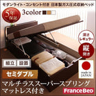 収納ベッド ガス圧式跳ね上げ 組立設置付 フランスベッド マルチラススーパースプリング 縦開き セミダブル 深さレギュラー