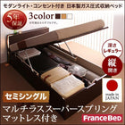 収納ベッド ガス圧式跳ね上げ フランスベッド マルチラススーパースプリング 縦開き セミシングル 深さレギュラー