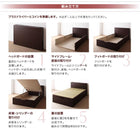 ガス圧式跳ね上げ収納畳ベッド セミダブル 照明 棚付き 国産タイプ 縦開き ベッドガード付き 深さラージ