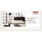 ガス圧式跳ね上げ収納畳ベッド セミダブル 照明 棚付き 国産タイプ 縦開き ベッドガード付き 深さラージ