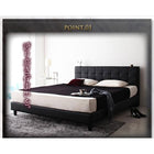 ベッド 大型 ダブル 国産カバーポケットコイルマットレス付き レザー