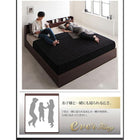 収納ベッド キング 棚 コンセント付 プレミアムポケットコイルマットレス付き