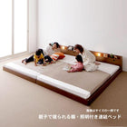 連結ベッド ワイドK210 棚 照明付き 国産ボンネルコイルマットレス付き