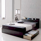 収納ベッド ダブル モダンライト コンセント付き プレミアムボンネルコイルマットレス付き