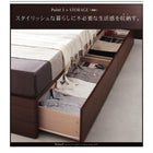 収納ベッド ダブル 棚 コンセント付きスリムデザイン羊毛入りゼルトスプリングマットレス付き