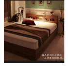 収納ベッド セミダブル LEDライト コンセント付き プレミアムボンネルコイルマットレス付き