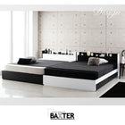 デザインベッド ワイドK200 S×2 棚 コンセント 収納付き大型モダン スタンダードボンネルコイルマットレス付き