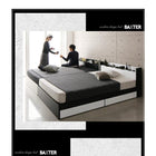 デザインベッド ワイドK280 D×2 棚 コンセント 収納付き大型モダン スタンダードボンネルコイルマットレス付き