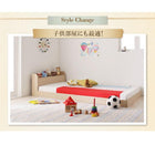 フロアベッド セミシングル ショート丈棚 コンセント付き スタンダードポケットコイルマットレス付き ショート丈