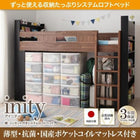 システムロフトベッド シングル 棚 コンセント付き 国産軽量ポケットコイルマットレス付き