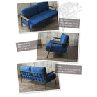 ソファ 2.5人掛け レザー デニム ヴィンテージスチール