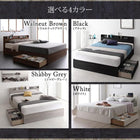 収納ベッド セミダブル スリム棚 多コンセント付き 収納ベッド スタンダードポケットコイル マットレス付き