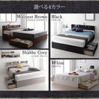 収納ベッド セミダブル スリム棚 多コンセント付き 収納ベッド 国産カバーポケットコイル マットレス付き