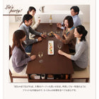 ダイニング 7点セット(テーブル+チェア6) W120-180 収納 ラック付き 3段階 エクステンション